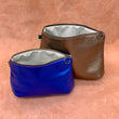 Load image into Gallery viewer, Luxury Leather Wash Bags open in electric blue and gold