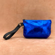Load image into Gallery viewer, Split Front Soft Leather Clutch Bag in electric blue.
