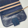 Load image into Gallery viewer, Navy Suede Snakeskin Hana Wallet
