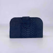 Load image into Gallery viewer, Navy Suede Snakeskin Hana Wallet
