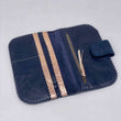 Load image into Gallery viewer, Navy Suede Snakeskin Hana Wallet

