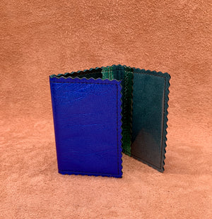 Soft leather card wallet in blue
