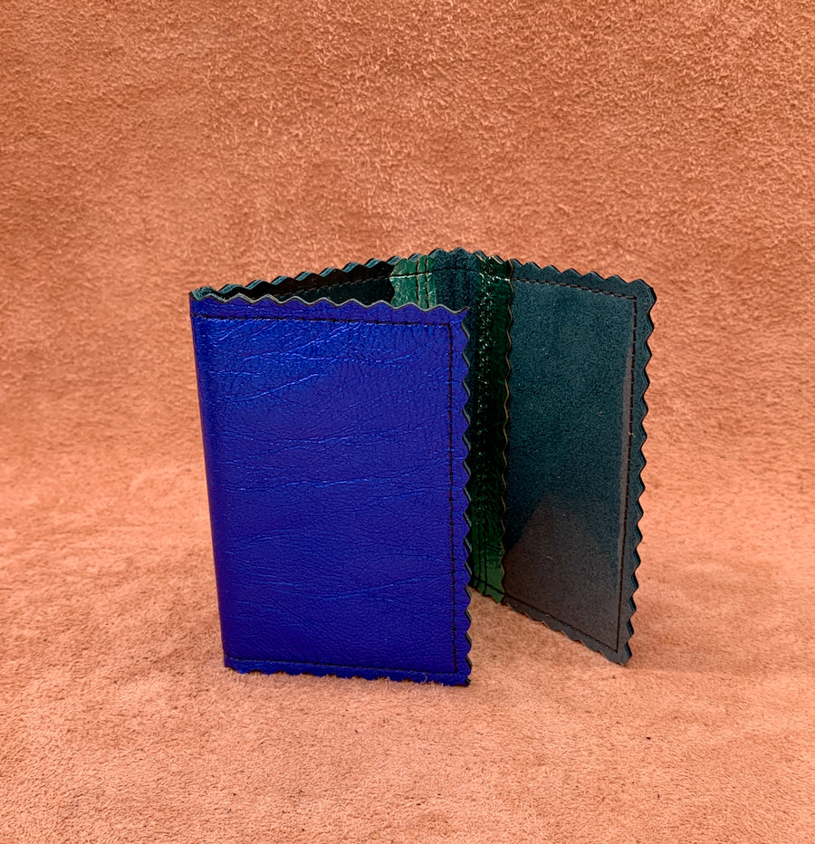 Soft leather card wallet in blue