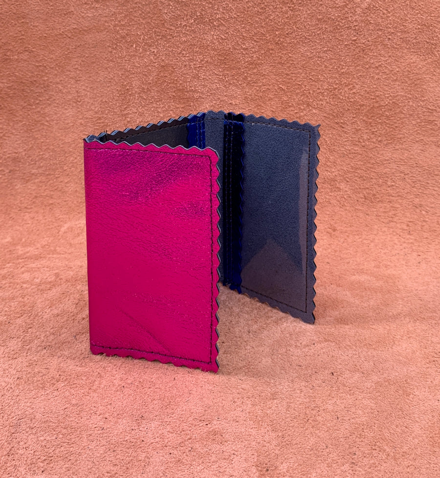 Soft leather card wallet in pink