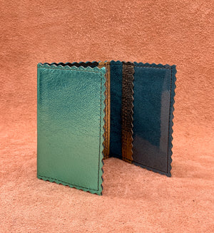 Soft leather card wallet in turquoise