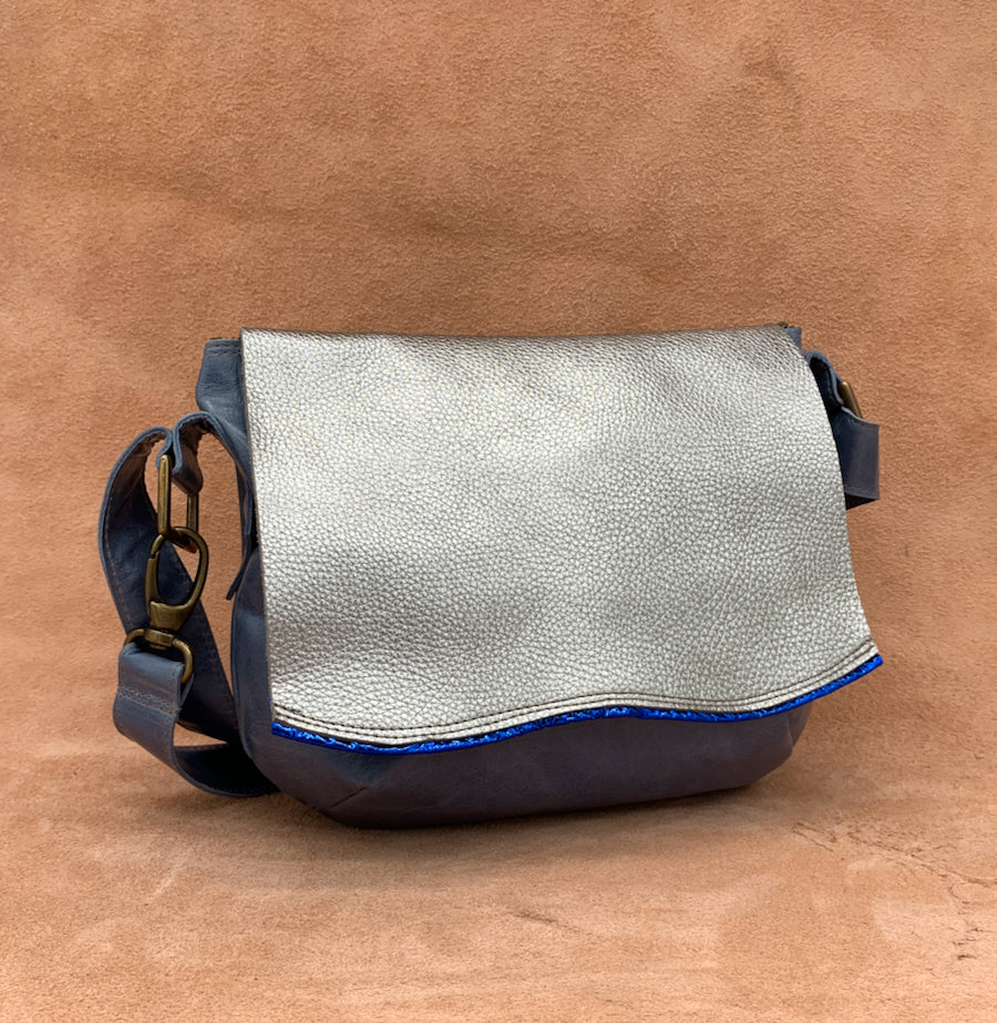 Flat Front Soft Leather Shoulder Bag  in electric colours