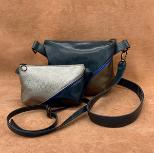 Two sizes of Soft Leather Split Front Shoulder Bag 
