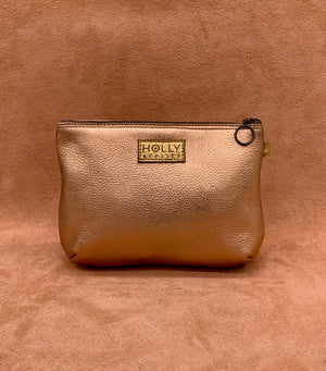 Luxury Leather Wash Bag in rose gold