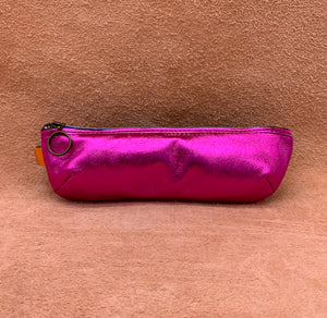 Soft leather pencil ase in electric pink.