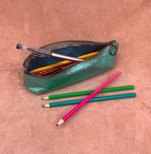 KENDAL: Electric Turquoise Soft Leather Pencil Case