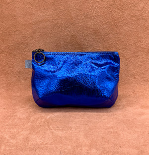 Soft leather purse in electric blue.
