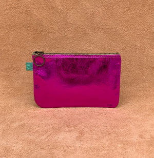 Soft leather purse in electric pink.